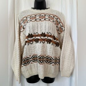 Ragazza Italian Maglia Wool Blend Women's Sz L Made In Greece CableKnit Pullover